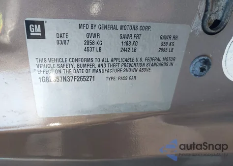 2007 Saturn Aura Xe z USA, uszkodzony, nr VIN 1G8ZS57N37F265271